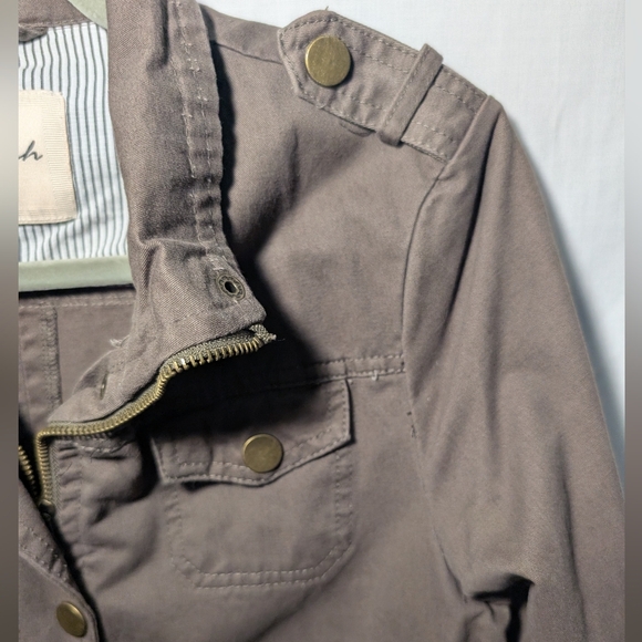 Snobbish Utility Military Jacket Olive Green Full Zip & Button Front Casual Sz S - Picture 3 of 10